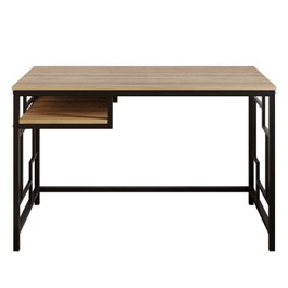 Hanah Home Mesa de Estudio Victory - Negro y Nogal, Tablero Melaminado, Patas Metal, 120cm Ancho